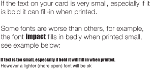 plastic card filling in