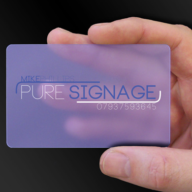 plastic business cards for Pure Signage is design of the week